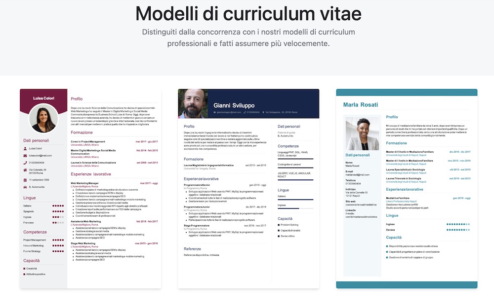 Come scrivere un CV efficace usando i modelli predefiniti  --- (Fonte immagine: https://www.mooseek.com/articoli/uploads/curriculum_modelli.jpg)