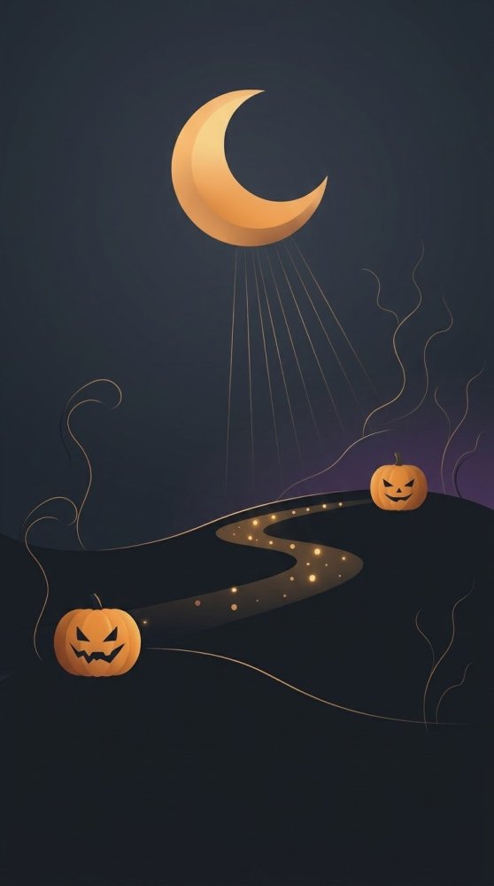 Sfondo dedicato a Halloween con zucche e strada