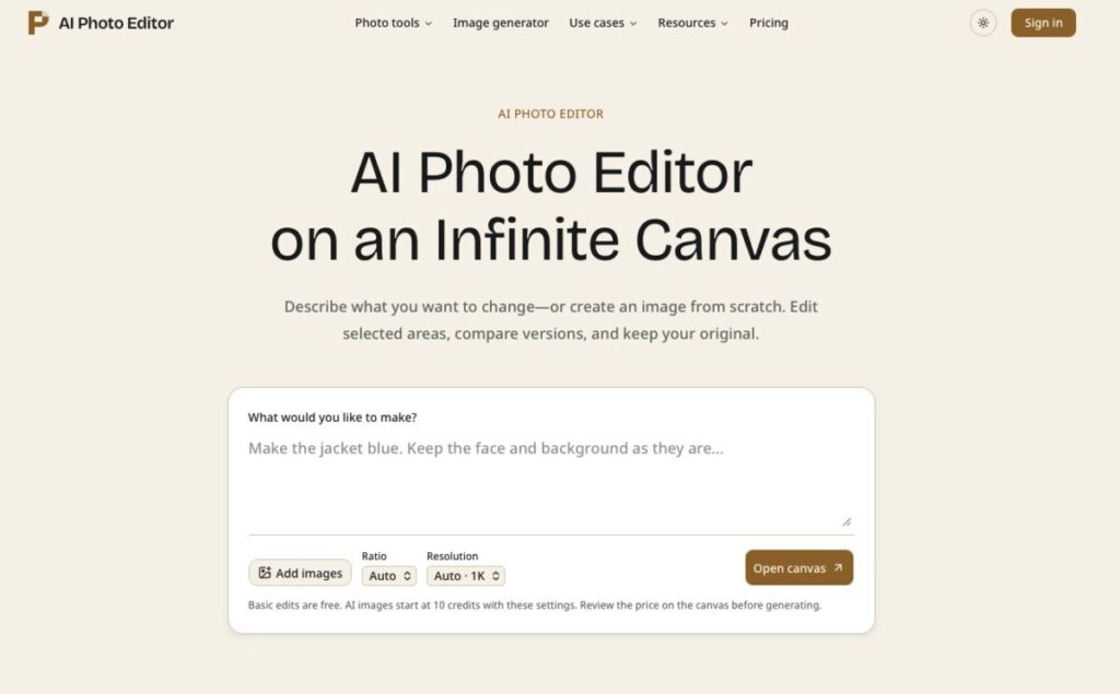 AI Photo Editor: Editor di immagini online e fotografie tramite AI