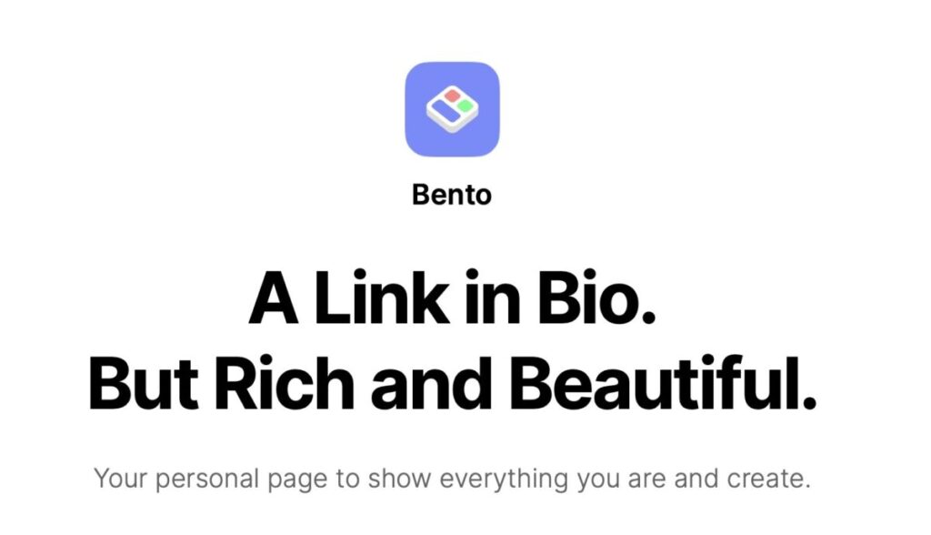 Bento: Servizio di Link in Bio Ricco, Completo e Visuale