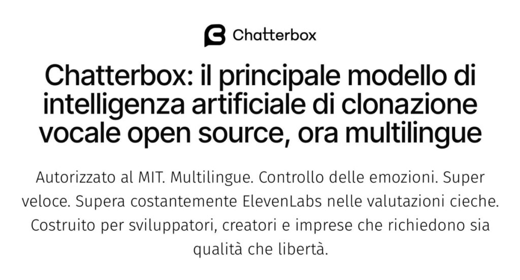 Chatterbox: Il modello avanzato e open source nel voice cloning