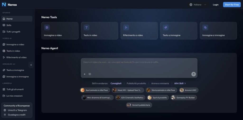 Nereo: generatore video AI tutto-in-uno per creator e marketer