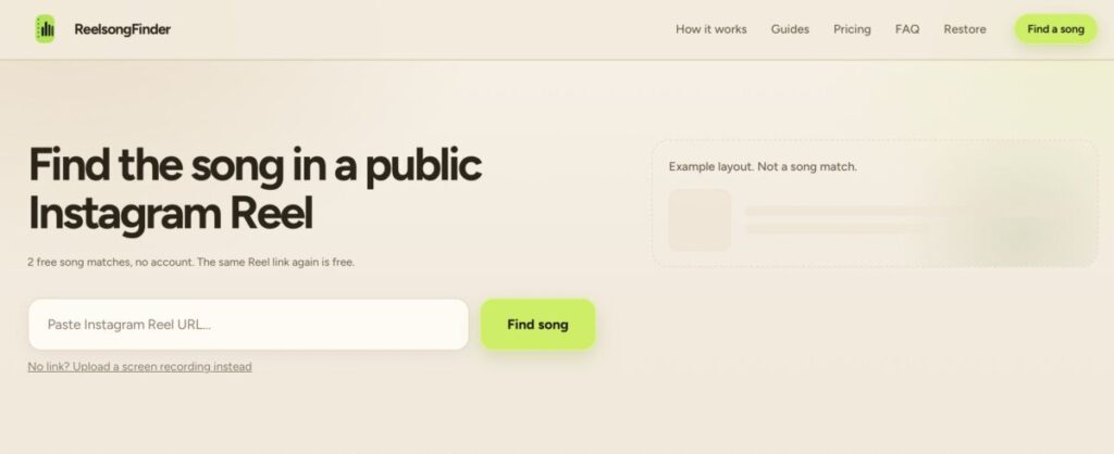 Reel Song Finder: Servizio online per trovare quella canzone associata al Reel