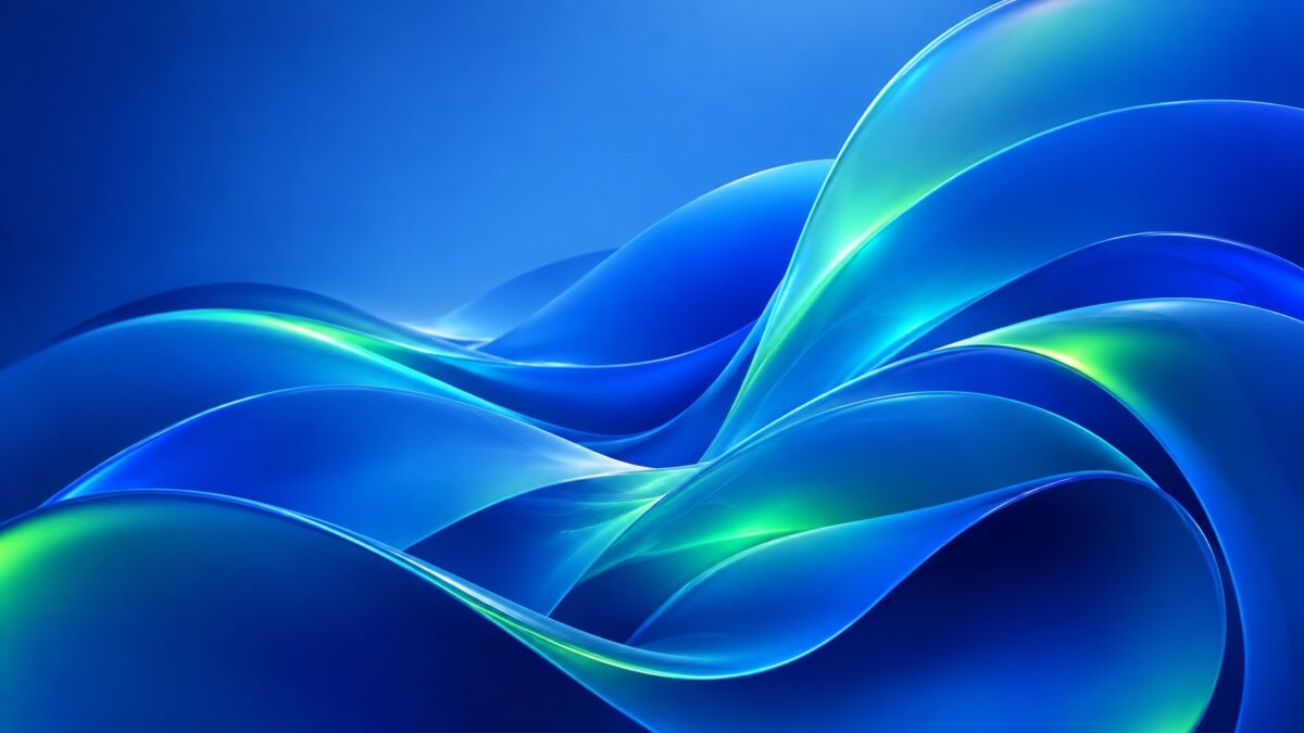 Sfondo dedicato a immagine astratta stile win 11 blu azzurra verde