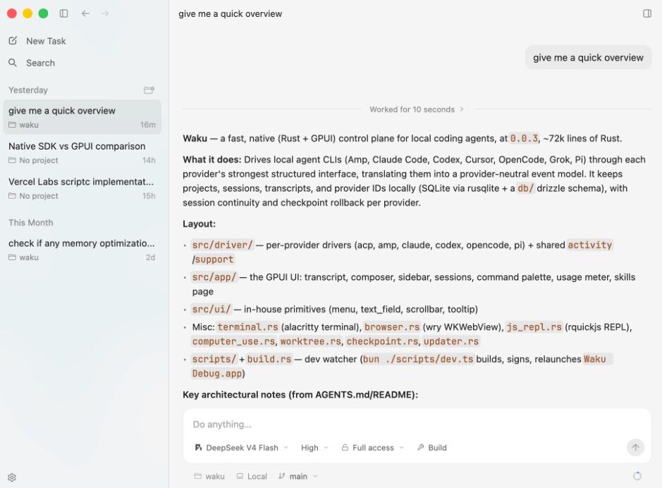 Waku: l’app nativa per gestire gli agenti AI dedicati alla programmazione