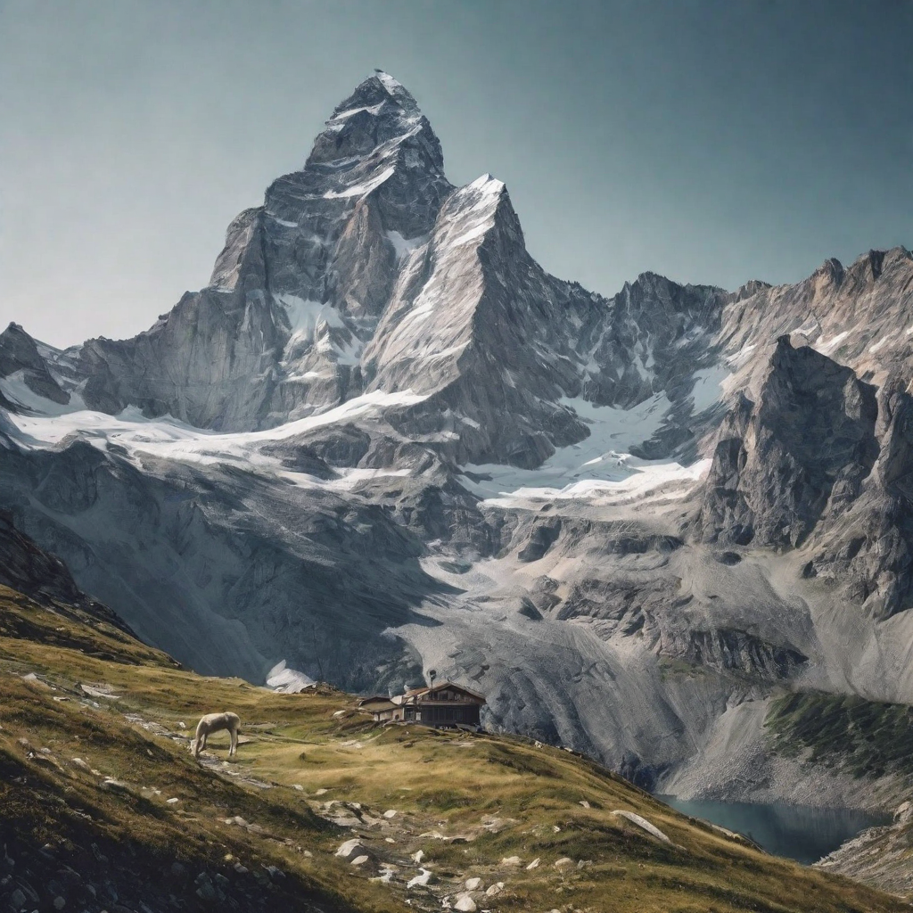 Sfondo dedicato ad un paesaggio montano con neve e baita | Mooseek